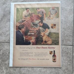 Vintage bulldog Four Roses Society whiskey ad.